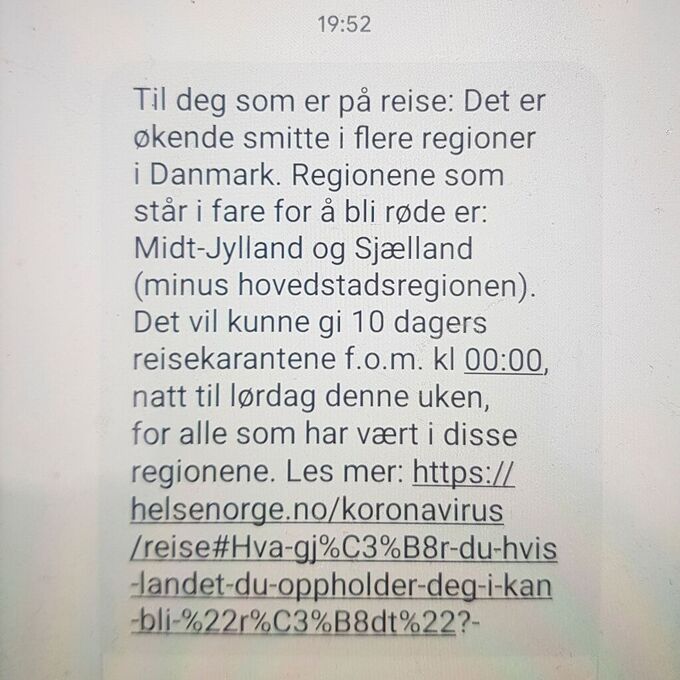 Helsedirektoratet Med Sms Til Danmark Og Sverige Turister Vg Na Coronaviruset