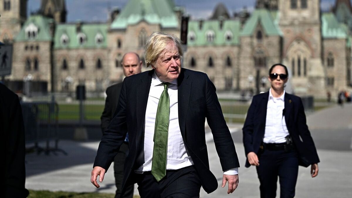 Boris Johnson under et besøk i Canada nylig. Foto: Justin Tang / The Canadian Press via AP / NTB