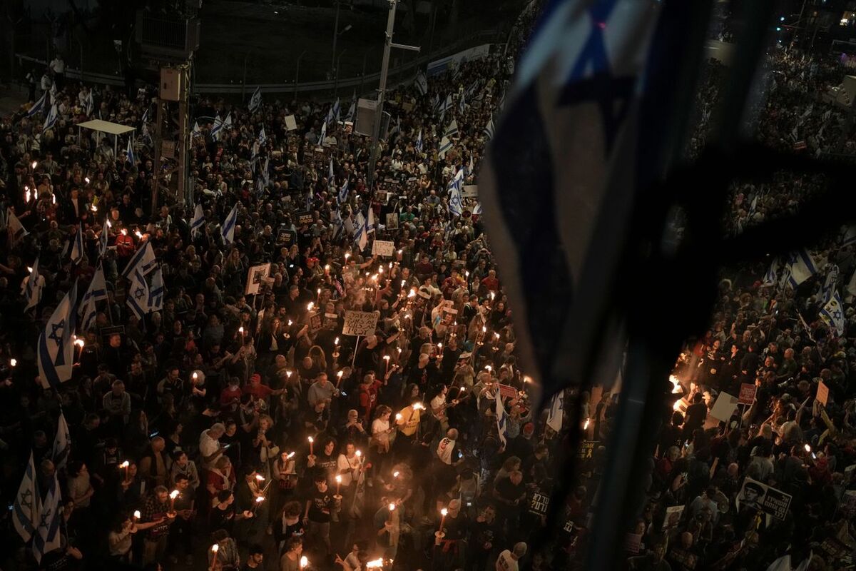 Demonstration i Tel Aviv på lördagskvällen. 