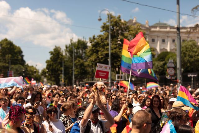 En bild från fjolårets Prideparad i Wien.