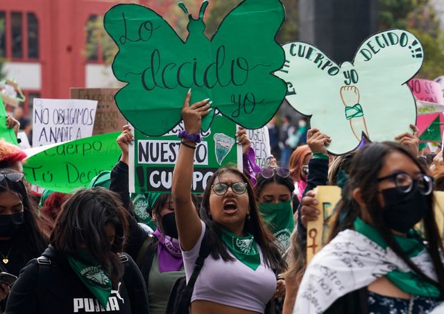 Bild tagen från en tidigare demonstration om aborträtten i Mexiko. 