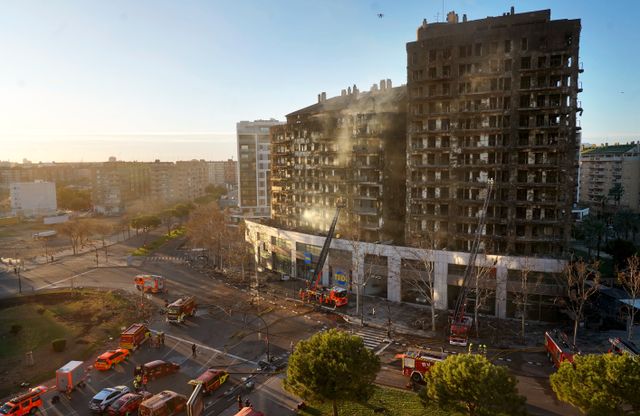 Branden i Valencia förstörde två höghus med sammanlagt 138 lägenheter. Arkivbild.