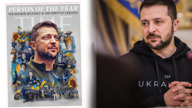 Volodymyr Zelenskyj hedras på omslaga till anrika magasinet Time. 
