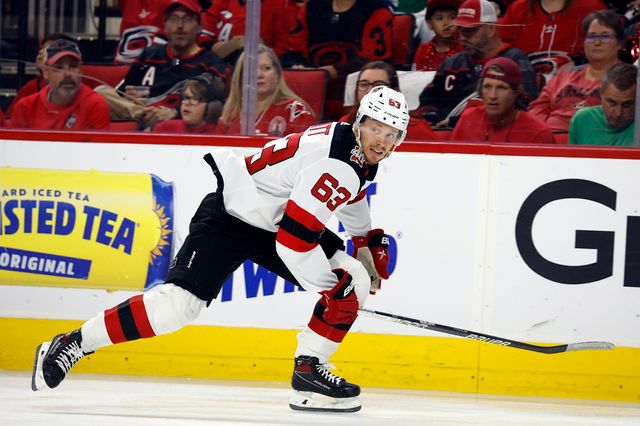 New Jerseys Jesper Bratt är uttagen till årets All Stars-match i NHL. Arkivbild.