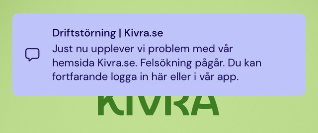 I Kivras app. Foto: Skärmdump