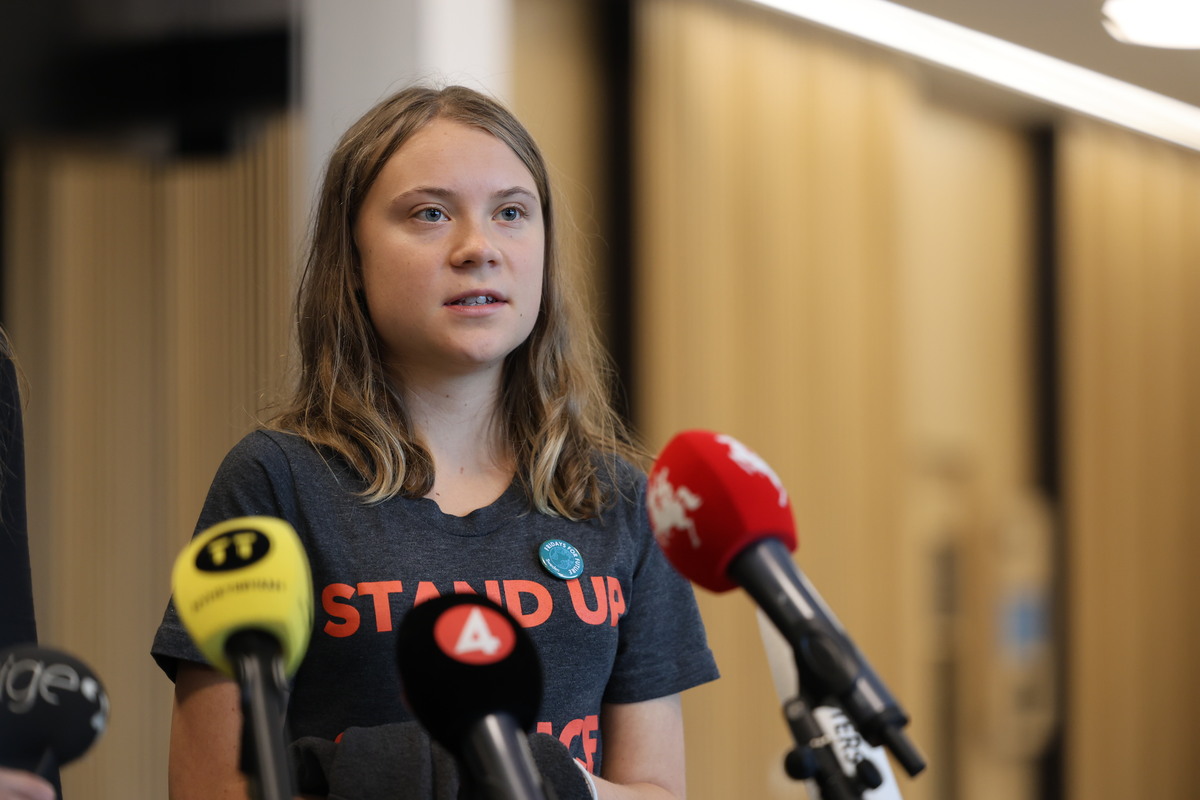 Greta Thunberg möter pressen efter att domen fallit