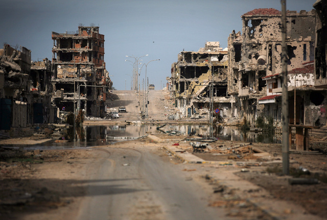 Stora delar av Sirte ödelades i samband med försöken att driva ut terrorgruppen IS ur staden. Arkivbild från 2016.