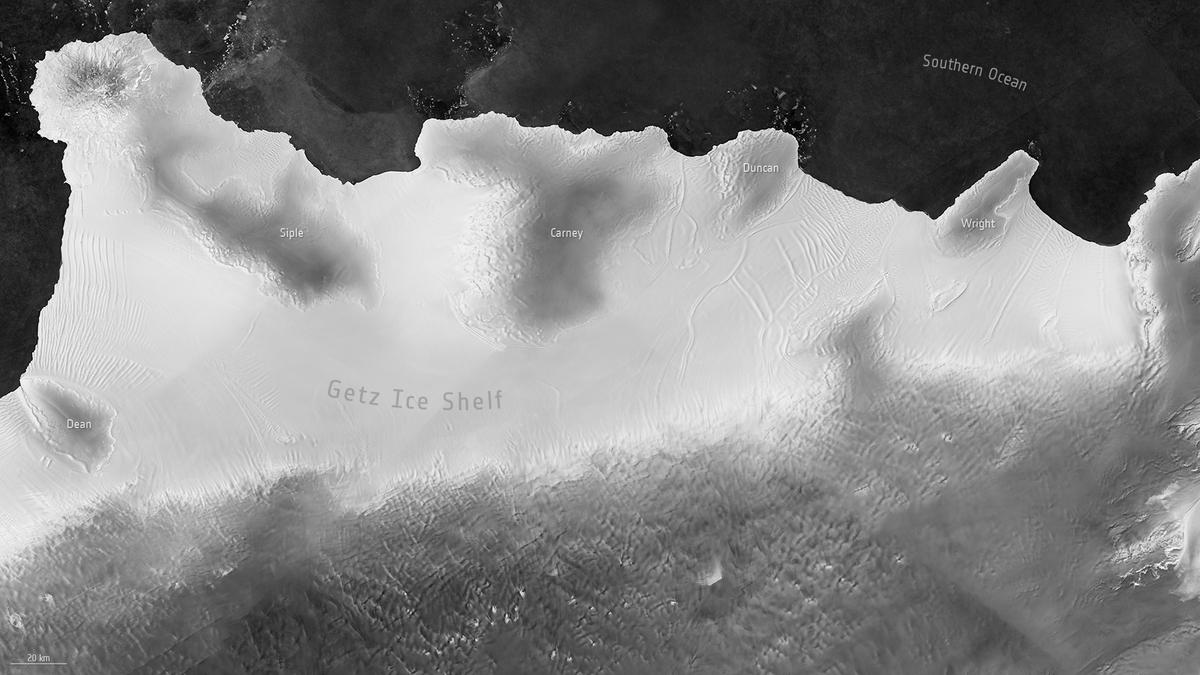 En av satellitbilderna som visar istäcket i Antarktis.
