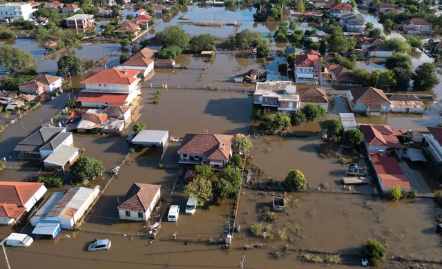 Översvämningar i staden Palamas i Grekland. 