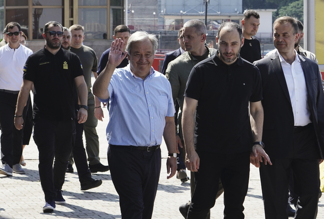Guterres vid sitt besök i Odessa i augusti förra året.