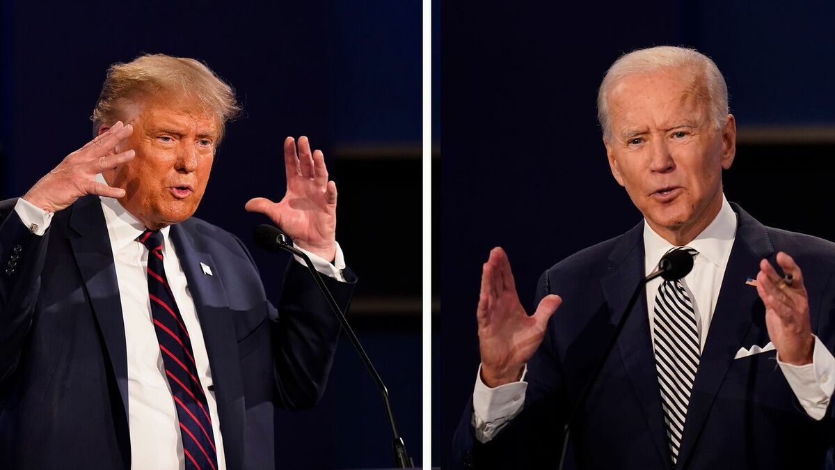 Trump og Biden under deres første debatt i forbindelse med valget i 2020.
