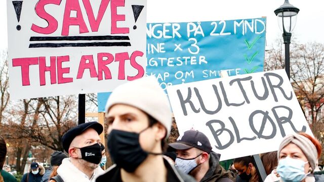 Kulturlivet demonstrerte utenfor Stortinget onsdag. 
Foto: Javad Parsa / NTB