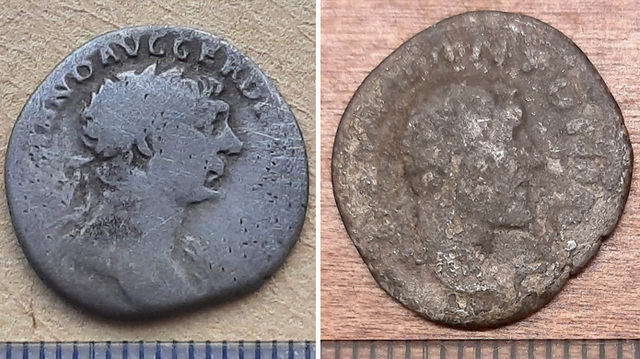 Mynt från Trajanus och Antonius Pius.