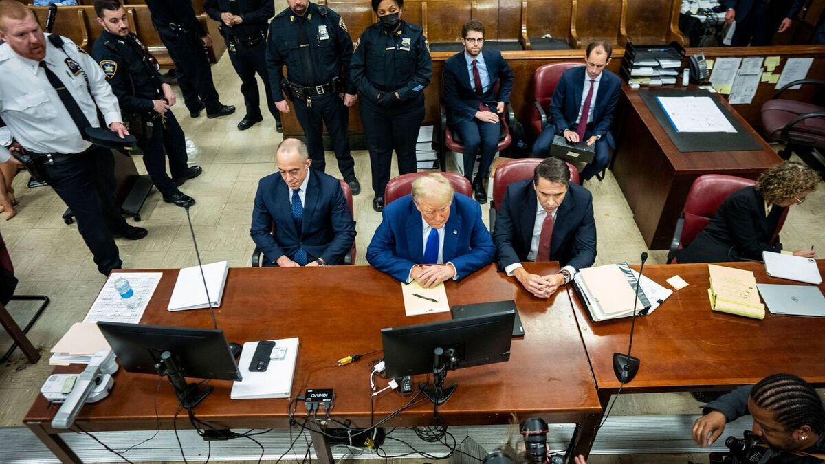 Ekspresident Donald Trump i retten i New York fredag. Foto: Doug Mills / The New York Times / Pool / AP / NTB
