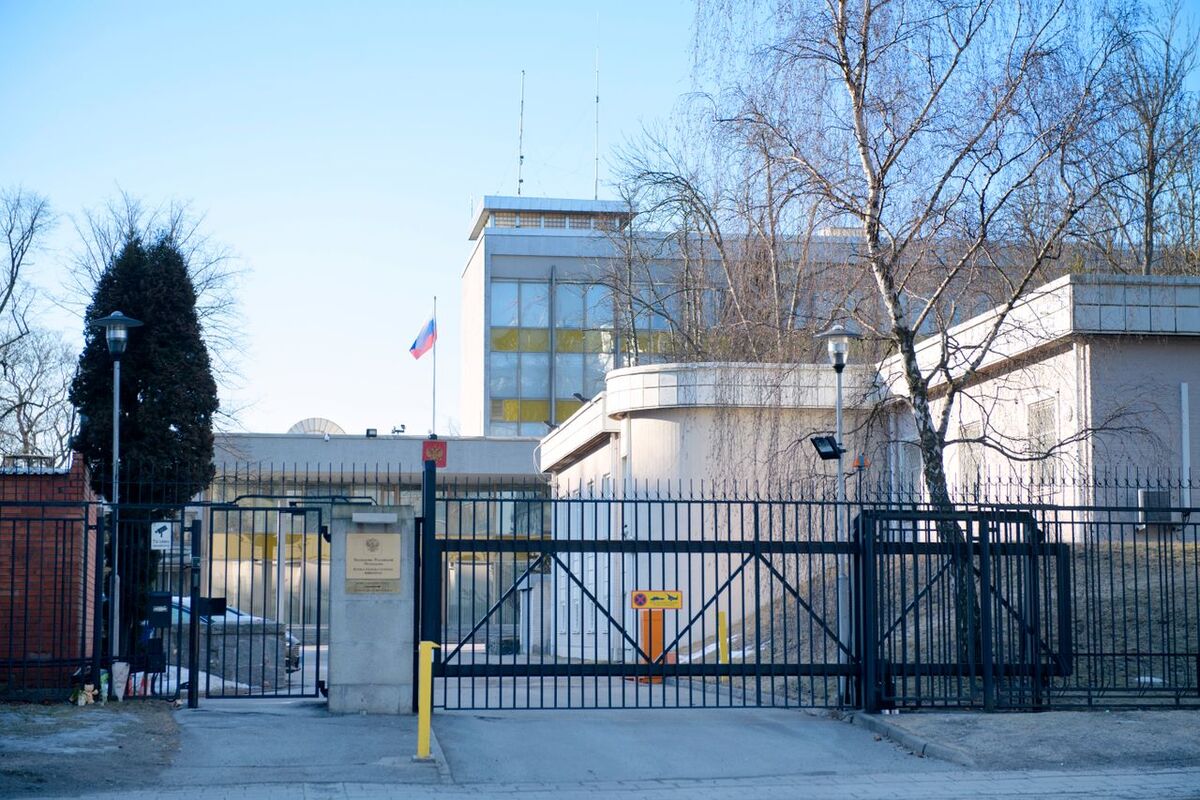 Arkivbild på ryska ambassaden i Stockholm. 