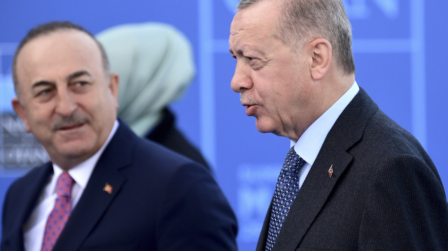  Turkiets utrikesminister Mevlut Cavusoglu och president Erdogan.