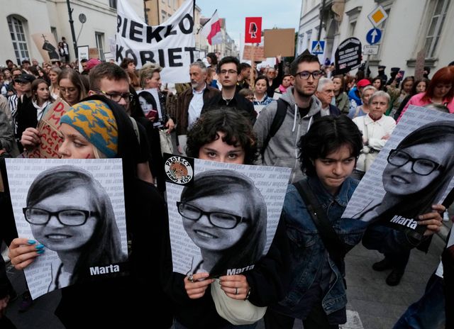 Protester i Polens huvudstad.