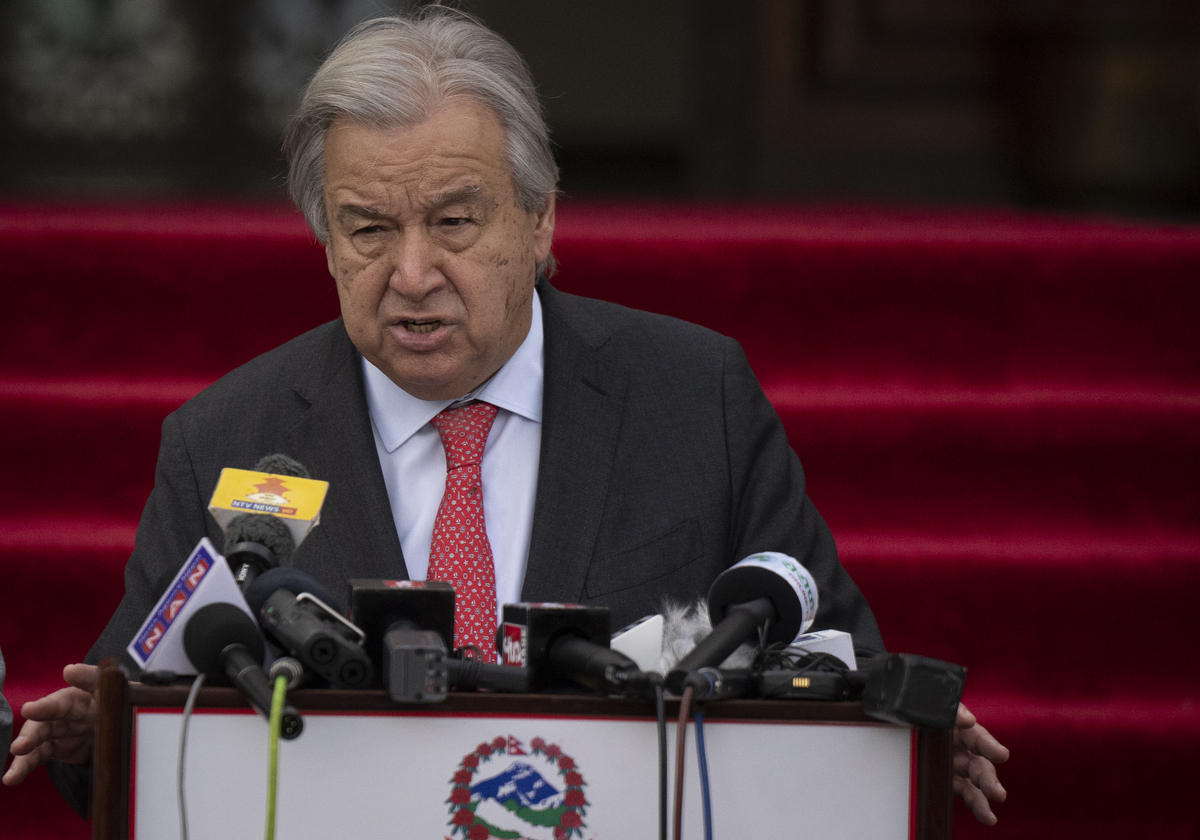 FN:s generalsekreterare Antonio Guterres är på besök i Nepal.