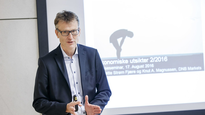 BLOKKERE: Seniorøkonom Knut A. Magnussen tviler på at USAs økonomi blir sterkt skadelidende av at Demokratene og Republikanerne kan blokkere lovforslag fra hverandre. Foto: Gorm Kallestad / NTB scanpix