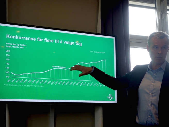 <p><b>VIL KONKURRERE:</b> Konsernsjef Crister Fritzson i Statens Järnvägar mener konkurranse er bra for togpassasjerene, og sier at selskapet vil levere anbud om å få drive Sørlandsbanen, i konkurranse med blant andre NSB.</p>