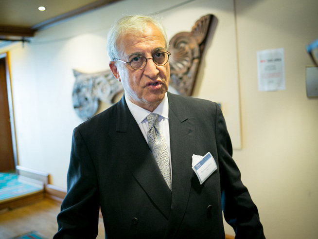 <p>Bijan Mossavar-Rahmani, styreleder i DNO. Her på Pareto-konferansen.</p>