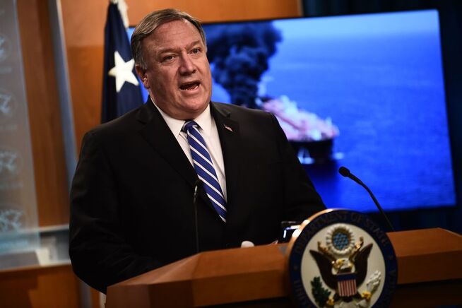 <p>Mike Pompeo under pressekonferansen torsdag.</p>