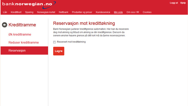 <p><b>KUNDEN KAN RESERVERE SEG:</b> «Her kan du reservere deg mot automatisk økning, samt nedjustere grensen,» skriver Bank Norwegian på sine nettsider.</p>