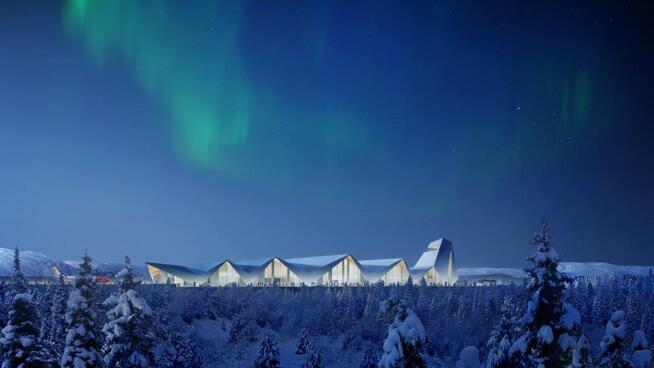 <p><b>I NORDLYS:</b> Slik kan Polarsirkelen lufthavn komme til å se ut en vinternatt.</p>