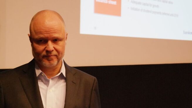 <p><b>MILLIONOVERSKUDD:</b> Bank Norwegian-sjef Pål Svenkerud presenterte i dag tallene for fjerde kvartal.</p>