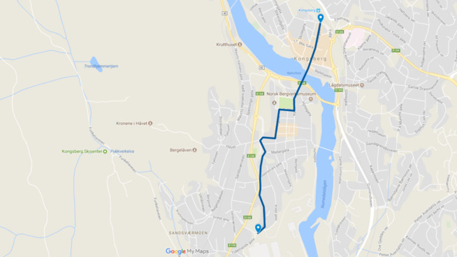 <p><b>2 KILOMETER:</b> På Kongsberg er det planer om å teste autonome kjøretøy i trafikken på en strekning på 2 kilometer.</p>