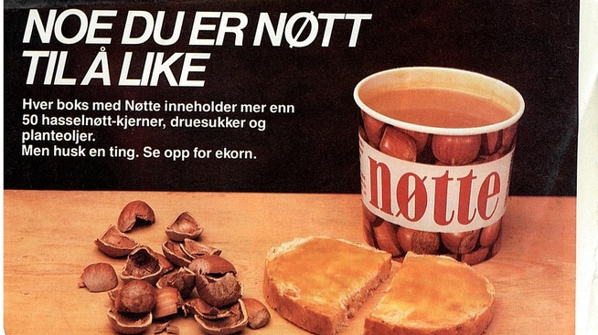 <p><b>GAMMEL REKLAME:</b> Nøtte ble lansert i 1965. Pålegget eksporteres også til Færøyene.</p>