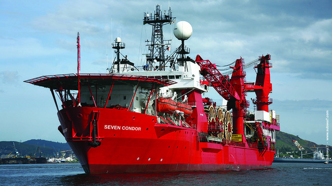 <p><b>REDUSERER FLÅTEN:</b> Subsea 7 vil kvitte seg med fem skip innen tidlig 2017, basert på eide skip i opplag og returnerende innleide skip når eksisterende kontrakter utløper. Det nevnes ikke hvilke skip dette gjelder. Her er skipet Seven Condor.</p>