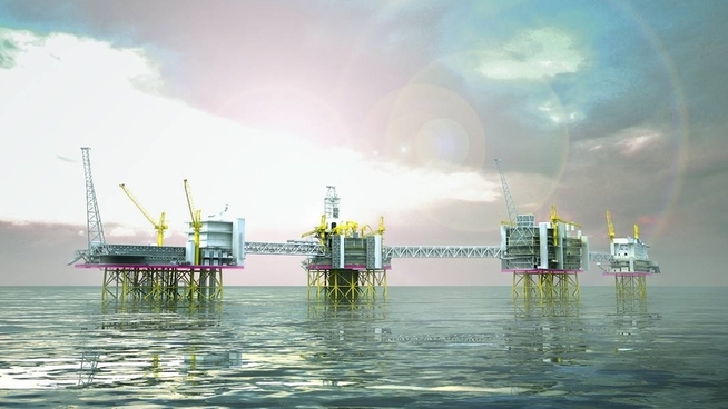 <p><b>FØRSTE FASE:</b> Slik blir første fase av Johan Sverdrup-utbyggingen på Utsirahøyden med de fire plattformene.</p>