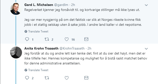 <p><b>- NEPOTISME:</b> Medier24-redaktør Gard L. Michaelsen stilte på Twitter flere spørsmål til administrerende direktør Anita Krohn Traaseth om ansettelsen av Ferd-arving Katharina Andresen. </p>