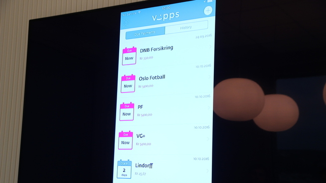 <p>REGNINGER PÅ MOBILEN: Bildet viser hvordan det vil se ut å betale regninger på Vipps. På mobilen kan man trykke på de ulike regningene og senere trykke på betalingsknappen.</p>
