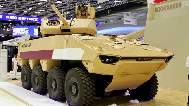 Her er det pansrede kjøretøyet som Nexter skal levere til Qatar, med Kongsberg Gruppens fjernstyrte våpenstasjon «Protector Medium Caliber Turret» montert på toppen.