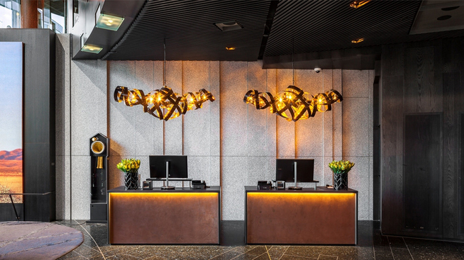 LOBBY: Slik ser det ut i lobbyen på The Thief på Tjuvholmen.