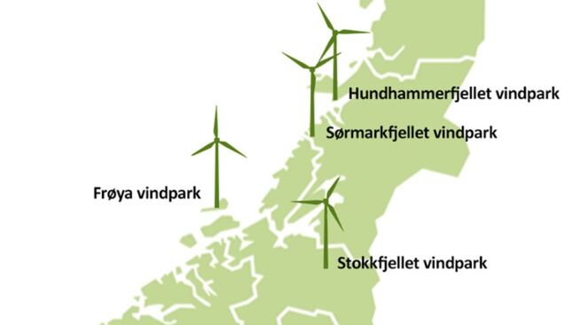 <p><b>NYE PROSJEKTER:</b> Her skal de nye vindprosjektene ligge, ifølge TrønderEnergi og Stadtwerke München.</p>