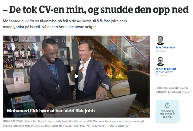 FIKK JOBB: Mohamed Adli Mohamed kom fra arbeidspraksis til å bli en av hotellets beste ansatte.