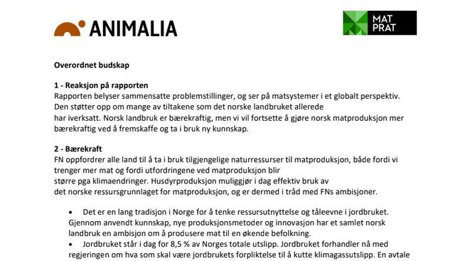 <p><b>RUSTER TIL KAMP:</b> De mektige kjøttindustriaktørene Matprat og Animalia planlegger motstand mot funnene i Stordalen-rapporten i dette interne dokumentet.</p>