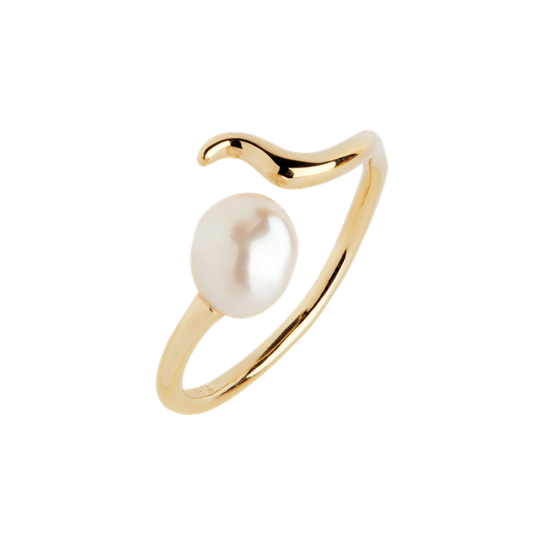 Forgylt ring med perle