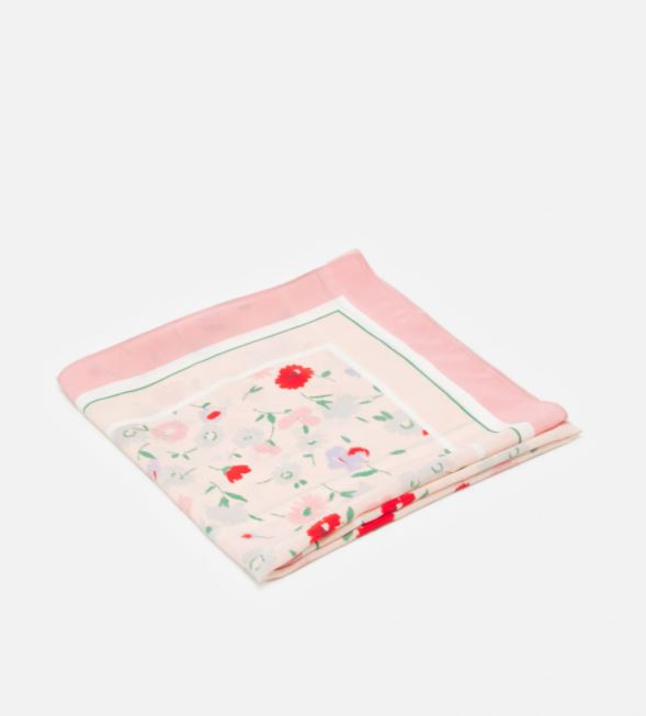 Sateng-sjal med blomstrete print