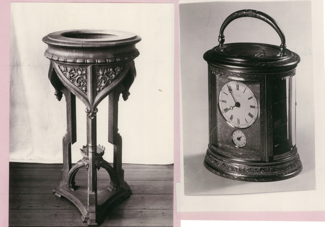 <p>STJÅLET: Blant gjenstandene som ble stjålet fra Oscarshall var et vaskefat fra 1852 (t.v.) og Dronning Josefines reisevekkerur fra 1800-tallet.</p>