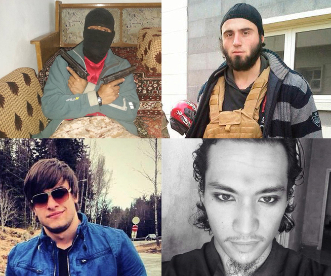 <p>– MOTTOK STØTTE: Ifølge tiltalen har Hussain tilrettelagt eller materielt støttet disse fire mennene fra Fredrikstad. Øverst: Ishaq Ahmed (t. v.) og Abu Edelbijev. Nederst: Adam Magomadov (t. v.) og Torleif Angel Sanchez Hammer.</p>