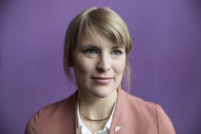 <p>MILJØTOPP: Kari Elisabeth Kaski under SVs landsmøte på Gardermoen. Foto: Tore Meek / NTB scanpix</p>