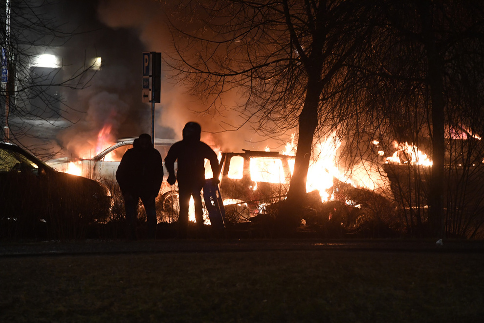 Disturbios en Estocolmo (Suecia) hace pocas horas.