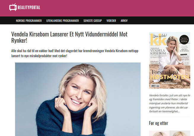 <p>FALSK: Vendela Kirsebom har ikke stilt opp i denne kampanjen for kremene som har navnene Collagenea og Perlelux</p>