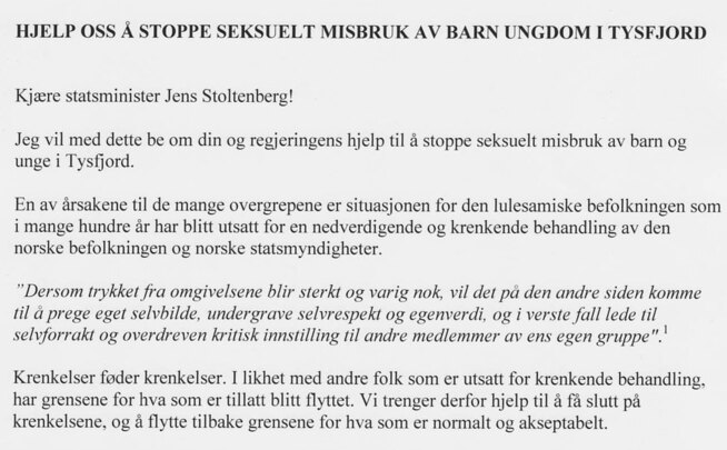 <p>ROP OM HJELP: Dette brevet ble sent til daværende statsminister Jens Stoltenberg i 2007.</p>