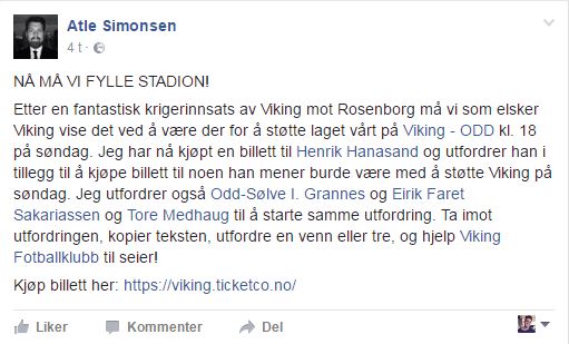 VIL FYLLE STADION: Slik prøver Atle Simonsen å få flere Viking-fans på kamp.