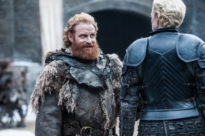 <p>HIVJU ER MED: Kristofer Hivju som Tormund Giantsbane og Gwendoline Christie som Brienne of Tarth.</p>